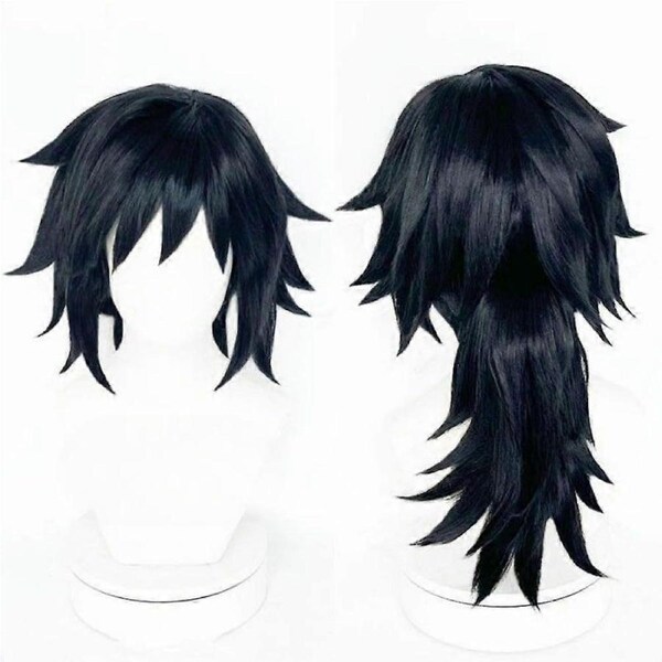 Tomioka Giyuu Cosplay Wig Heat Resistant Anime Wig with Adjustable Fit Straps and Wig Cap