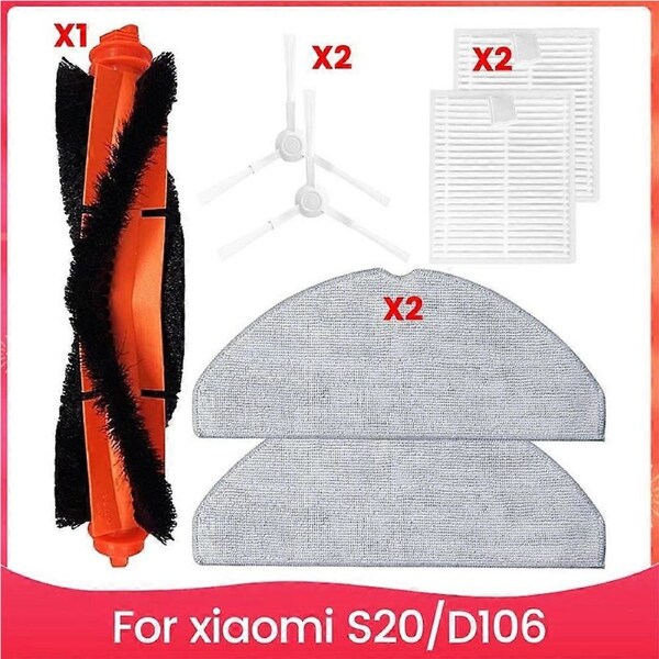 For Robot Vacuum Cleaner S20/D106 Parts Main Side Brush HEPA Filter Mop Cloth Replacement Parts Kit