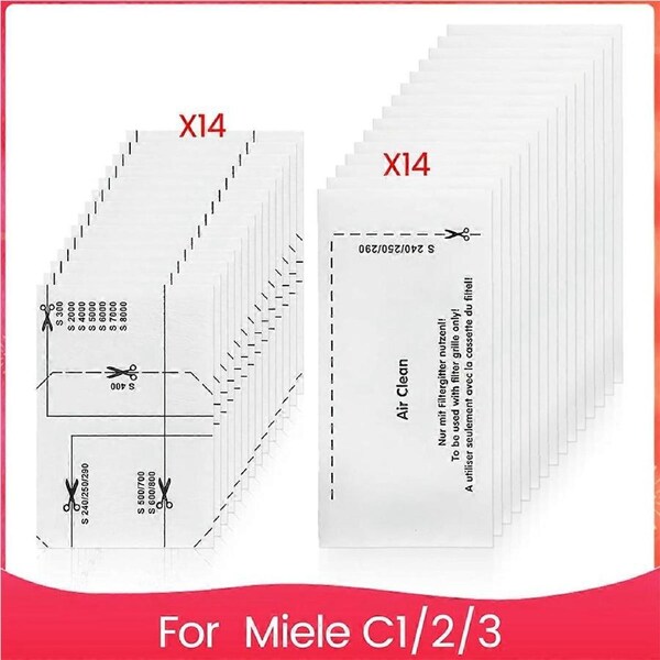 14Pcs Motor Protection Filters and 14Pcs Vacuum Cleaner Filter Set for Complete C1/2/3,Replacement