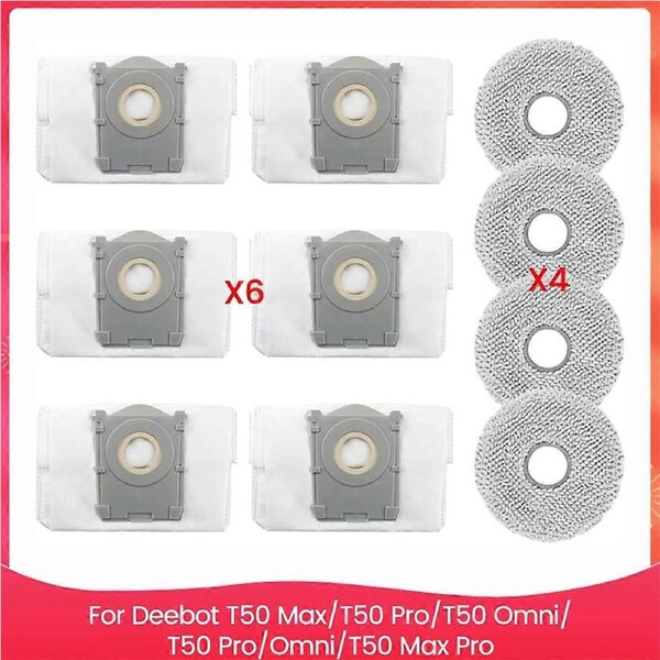 Accessory Kit for T50 Max T50 Pro T50 Omni T50 Pro Omni T50 Vacuum Cleaner Mop Pads Dust Bags