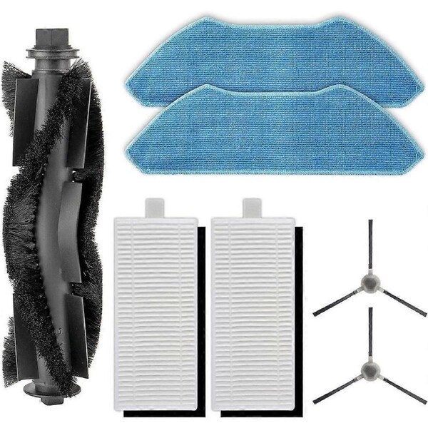 M1 Replacement Parts for M1 Robot Vacuum Cleaner, 1 Roller Brush, 2 Side Brushes, 2 HEPA Filters, 2
