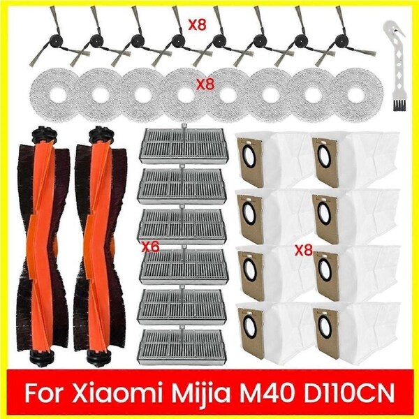 33PCS Vacuum Brush Filter Mop Cloth Dust Bag Kit for Omni M40 D110CN Vacuum Cleaner Replacement Acc