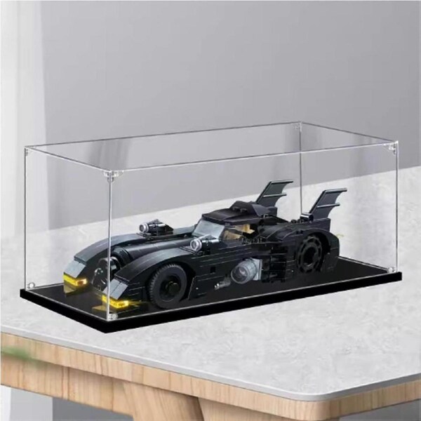 Display Case for Batmobile 40433, Crystal Clear Dustproof Acrylic Box 35x15x15cm, Stackable