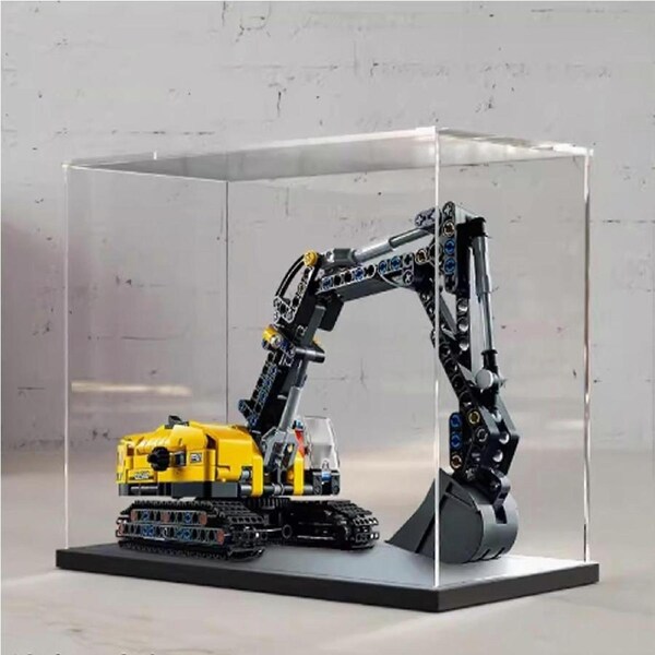 Dustproof Clear Acrylic Display Case with Black Base for 42121 Excavator Model