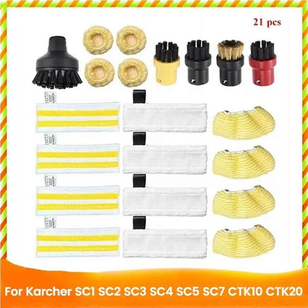 21PCS Steam Cleaner Part for SC1 SC3 SC4 SC5 SC7 Replacement Nozzle Brush Mop Cloth Stubborn Stain