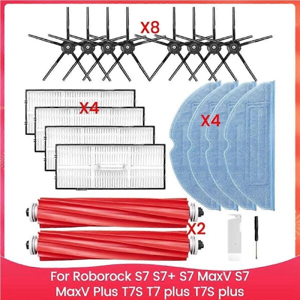 For S7 S7+ S7 MaxV, S7 MaxV Plus T7S T7 Plus T7S Plus Robot Vacuum Accessories Kit Brush Filter Mop