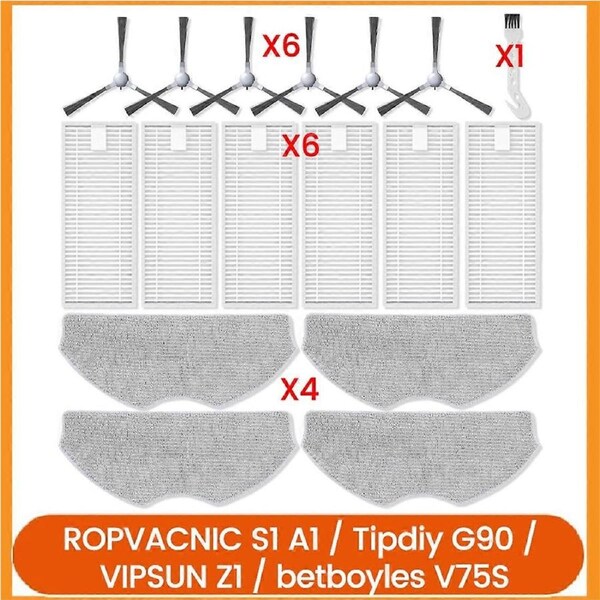 Filters Brushes Mop Pads for ROPVACNIC S1 A1 for Tipdiy G90 for VIPSUN Z1 for Betboyles V75S Robot