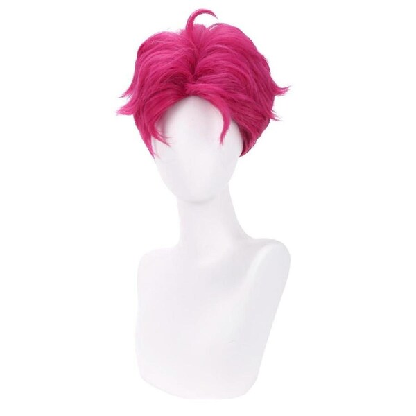 Pink Synthetic Wig Short Straight Heat Resistant for Cosplay Party Daily Wear with Wig Cap