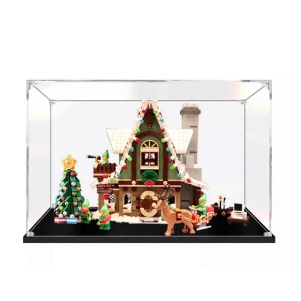 Acrylic Display Case for 10275 Christmas Elf House Dustproof Clear Protection Box White