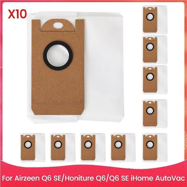 10 Pack Replacement Dust Bags for Airzeen Q6 SE/ Q6/Q6 SE AutoVac Vacuum Cleaner Accessories