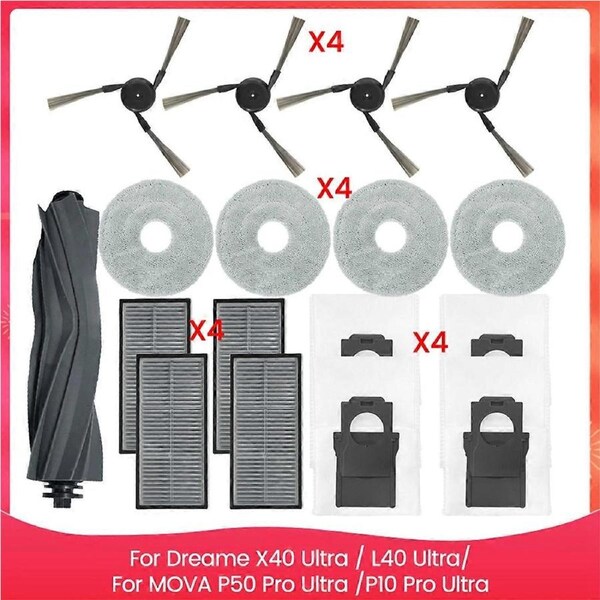 For X40 Ultra / L40 Ultra, P50 Pro Ultra /P10 Pro Ultra Parts Main Side Brush Filter Mop Cloth Dust