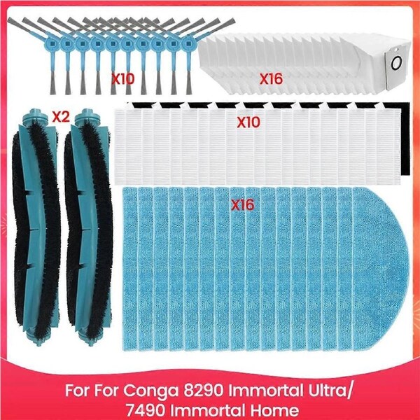 For 8290 Immortal Ultra/ 7490 Immortal Home Spare Parts Main Brush Side Brush HEPA Filter Mop Cloth