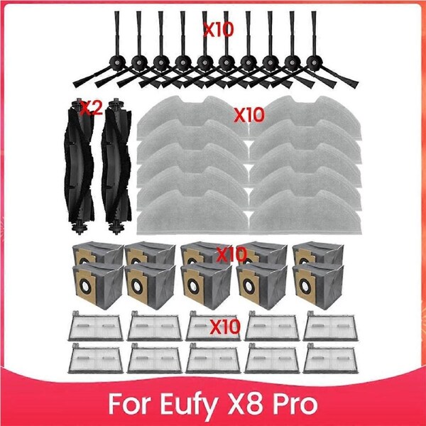 For X8 Pro Robot Vacuum Accessories Replacement Parts Main Brush Side Brush Filter Dust Bag Mop Clo