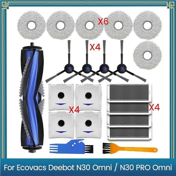21PCS Roller Side Brush Filter Mop Cloth Dust Bag for N30 OMNI / N30 PRO OMNI Robot Vacuum Cleaner