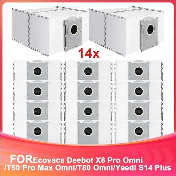 14Pcs Dust Bags,for X8 Pro Omni/T50 Pro Max Omni/T80 Omni/ S14 Plus, 3.5L Large Replacement Bags