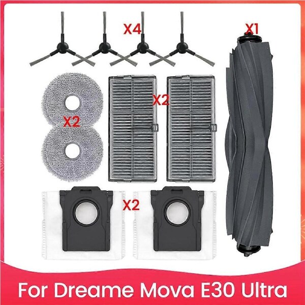 Replacement Parts for E30 Ultra Robot Vacuum Cleaner Main Side Brush HEPA Filter Mop Pad Dust Bag