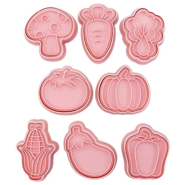 8Pcs/Set Biscuit Mold Flexible Multi-purpose Plastic Cartoon Vegetable Cookie Cutter Fondant Tool