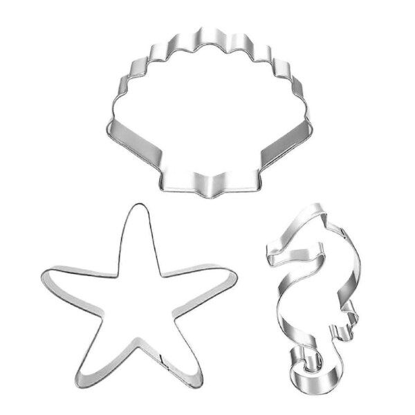 3Pcs/Set Cookie Mold Marine Organism Shape Ornamental Easy to Release Seahorse Starfish Seashells Cookie Cutter for Fondant