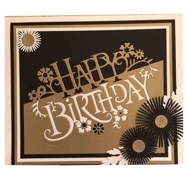 Cutting Die Happy Birthday Reusable Carbon Steel Stencil Mold for Scrapbooking