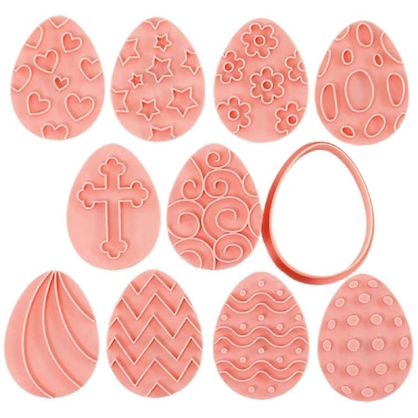 10 Pcs Easter Cookie Molds Different Patterns Easter Egg Shape Easy Release Non-stick No Odor Cooking Heat Resistant Heart Wave Star Easter Chocolate