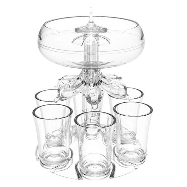 1 Set Beverage Dispenser Food Grade Shatterproof Acrylic 6 Shot Wine Dispenser with Cups Filling Liquid Tools for Home