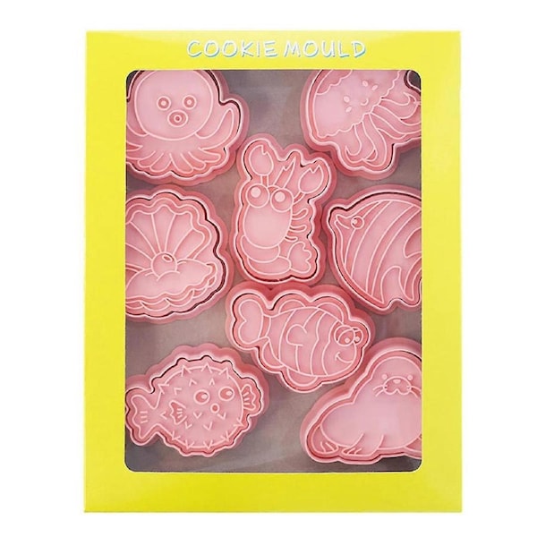 1 Set Cookie Cutter Sea Animal Pattern Food-grade PP Bread Baking Biscuit Mold Kitchen Accessories