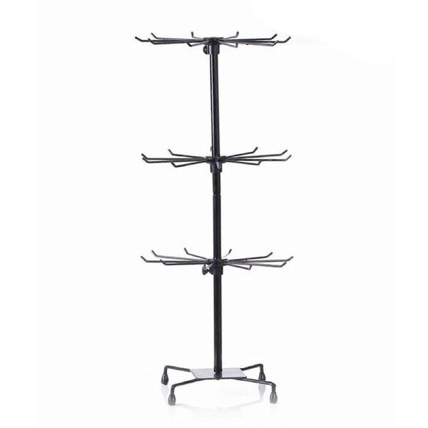 Jewelry Display Stand 3Tier Rotating Necklace Holder with Adjustable Height Rustproof Metal Base Black 12x28 inch