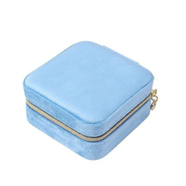 Travel Jewellery Box with Velvet Finish, Compact Organizer for Rings Earrings Necklaces, Blue