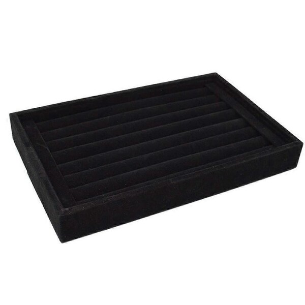 Jewelry Organizer Box Black Velvet Ring and Earring Display Case with 7 Slots 63Ring Capacity