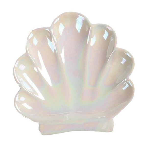 Jewelry Dish Ceramic Trinket Tray Shell Shaped Ring Holder for Bathroom Decor Earrings Keys