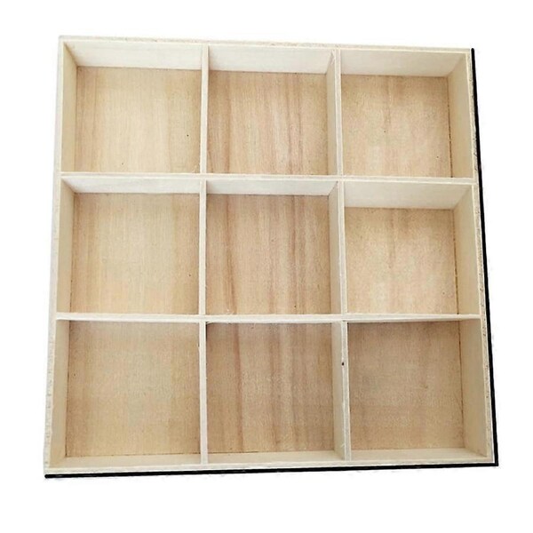 2PCS Wooden Jewelry Storage Tray with 9 Compartments, Stackable Unfinished Organizer for Earrings, Necklaces, Rings