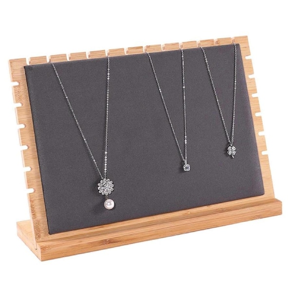 Jewelry Organizer Stand with Large Capacity Detachable Wooden Necklace Display Rack for Home and Retail