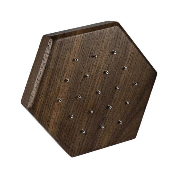 Earring Display Stand Wooden Jewelry Organizer for Nose Studs Brown 9.9x8.6x2cm
