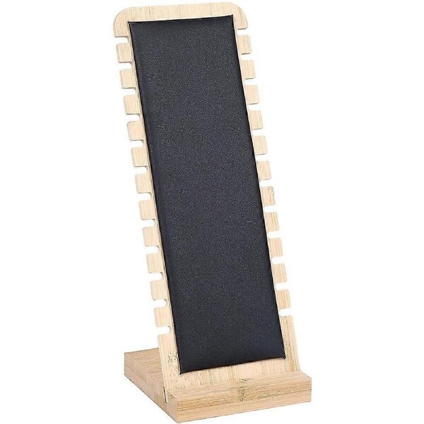 Bamboo Necklace Display Stand with Leather Jewelry Organizer, 12 Slots Detachable MultiLevel Rack