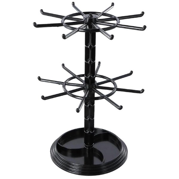 TwoTier Rotating Jewelry Display Stand with 360?? Design for Necklaces and Bracelets, Black