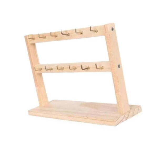 Earring Display Stand Wooden MultiTier Jewelry Organizer for Earrings Necklaces and Bracelets
