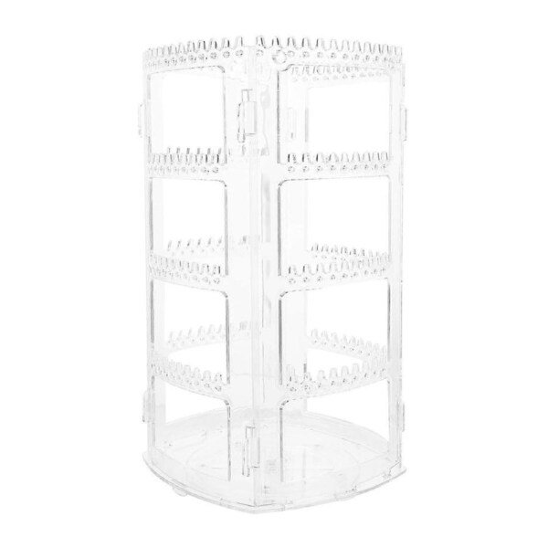 Foldable Clear Acrylic Jewelry Organizer with Earring Display Stand for Necklaces and Rings