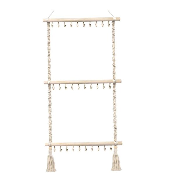 Wall Mounted Jewellery Organiser with 30 AntiTangle Hooks, 3 Tier Necklace Holder for Earrings Bracelets