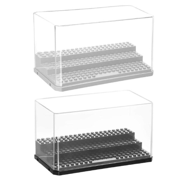 Pack of 2 3Layer Acrylic Display Case for Mini Figures, Dustproof Clear Cabinet with Wooden Base