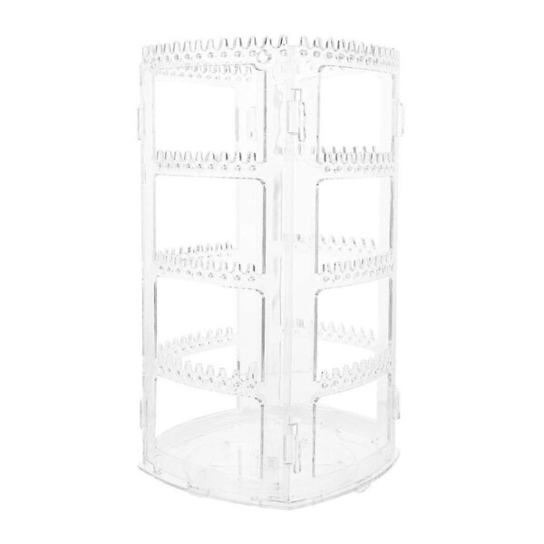 Foldable Acrylic Jewelry Organizer Stand with Large Capacity 360?? Rotating Clear Display for Earrings and Necklaces