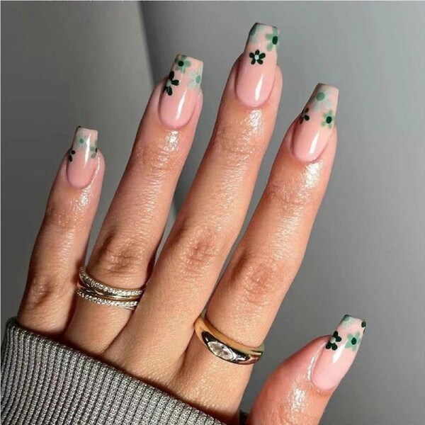 24pcs Clear Press On Nails Set with Adhesive Tabs, Long Ballerina French Fake Nails for DIY Manicure