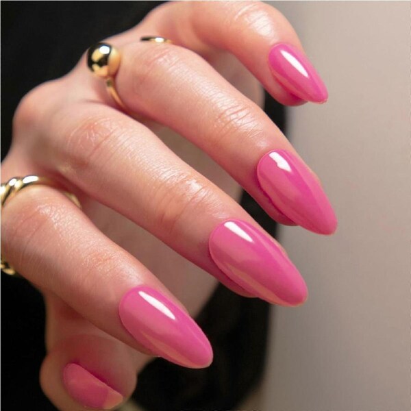 Pink Almond Press on Nails UV Gel Fake Nails Set with LongLasting Finish Reusable 24pcs