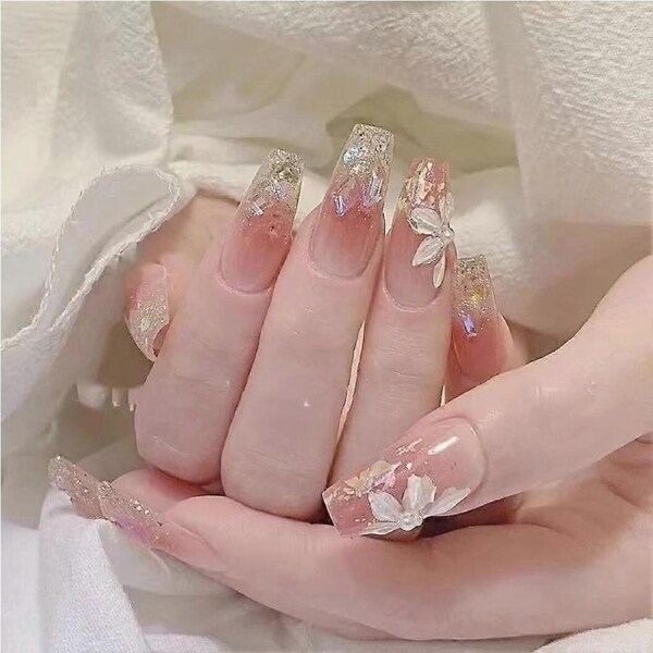 Cat Eye Press On Nails Reusable Handmade Short Ladder Ice Watermelon Design Nail Art Set