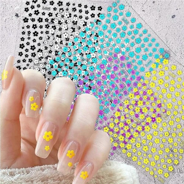 Colorful Flower Nail Art Stickers for DIY Manicure, Five Petal Designs, Bright and Easy to Apply
