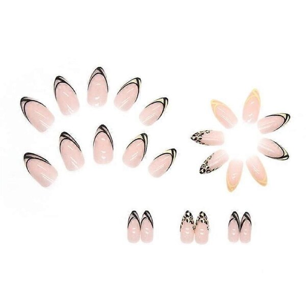French Tip Butterfly Press On Nails 24pcs Acrylic False Nails Set Instant Salon Finish Multiple Sizes