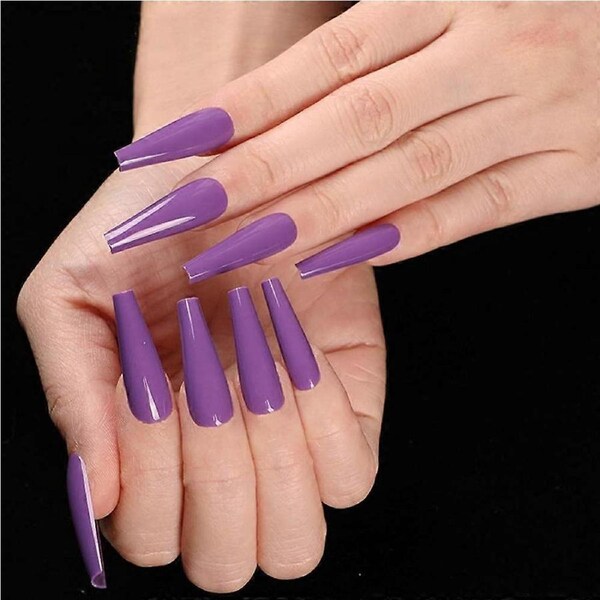 24 Pcs Shiny Halloween Press On Stiletto Fake Nails Medium Length Full Cover Tips with Adhesive VO2127