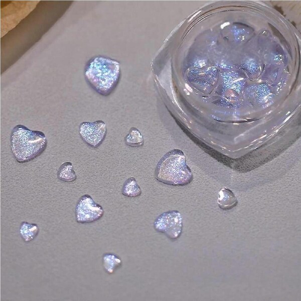 Press On Nail Tips with 3D Glitter Heart Charms for Nail Extension and SalonQuality Art