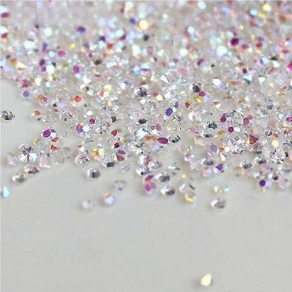 Press On Nail Tips with Multicolor Micro Rhinestones, Full Coverage, Durable ABS for Manicure