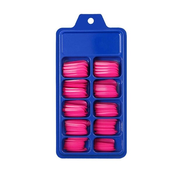 Pink Coffin Press On Nails Set 100pcs Short Ballet Shape with Durable Acrylic Finish