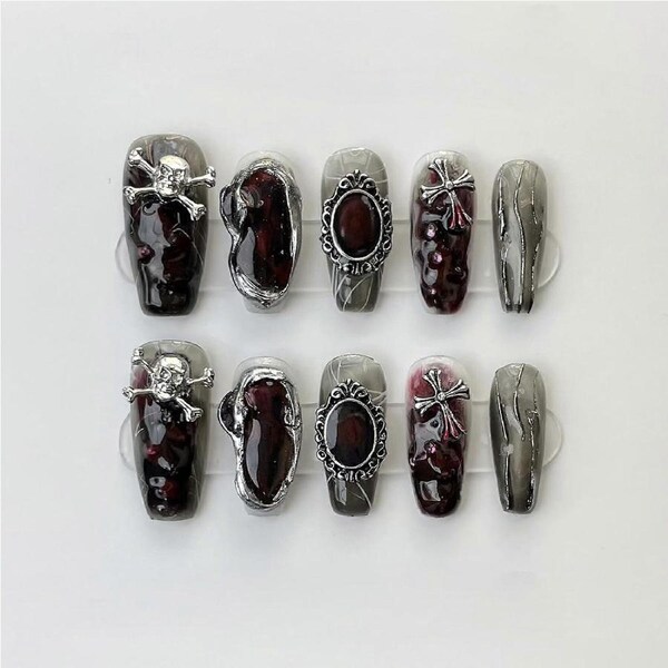 Reusable Dark Purple Press On Nails Kit with Multiple Sizes for Instant Salon Manicure